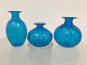 Three small vases dark acquamarine