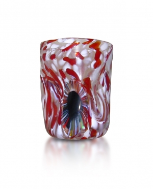 Red Goto button glasses with murrine